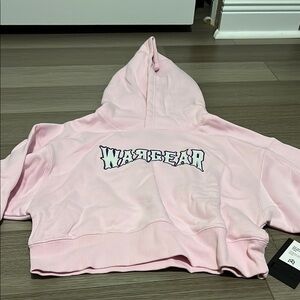 Pink Hoodie with Graphic Text cropped